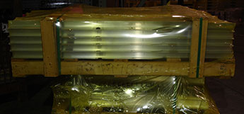 Pallet of materials shrink-wrapped with ICT510-SRK for comprehensive coverage