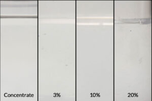 Axxatec DA-24C concentrate and diluted forms at 3%, 10%, and 20%