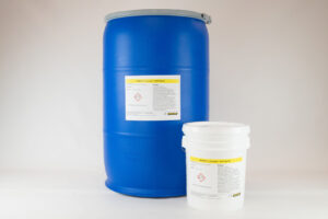 55-gallon drum and 5-gallon pail of ZERUST Axxatec HST-M100 Hydrotesting Fluid Additive