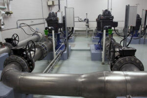 Pipes after hydrostatic testing with water treatment concentrate