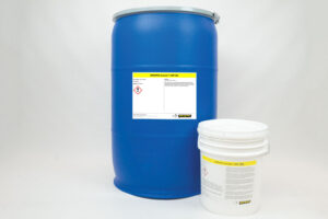 55 gallon drum and 5 gallon pail of Axxatec HST-20L water treatment concentrate