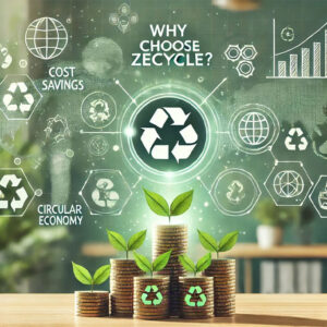 Infographic highlighting the benefits of the ZeCycle program for sustainability and waste reduction.